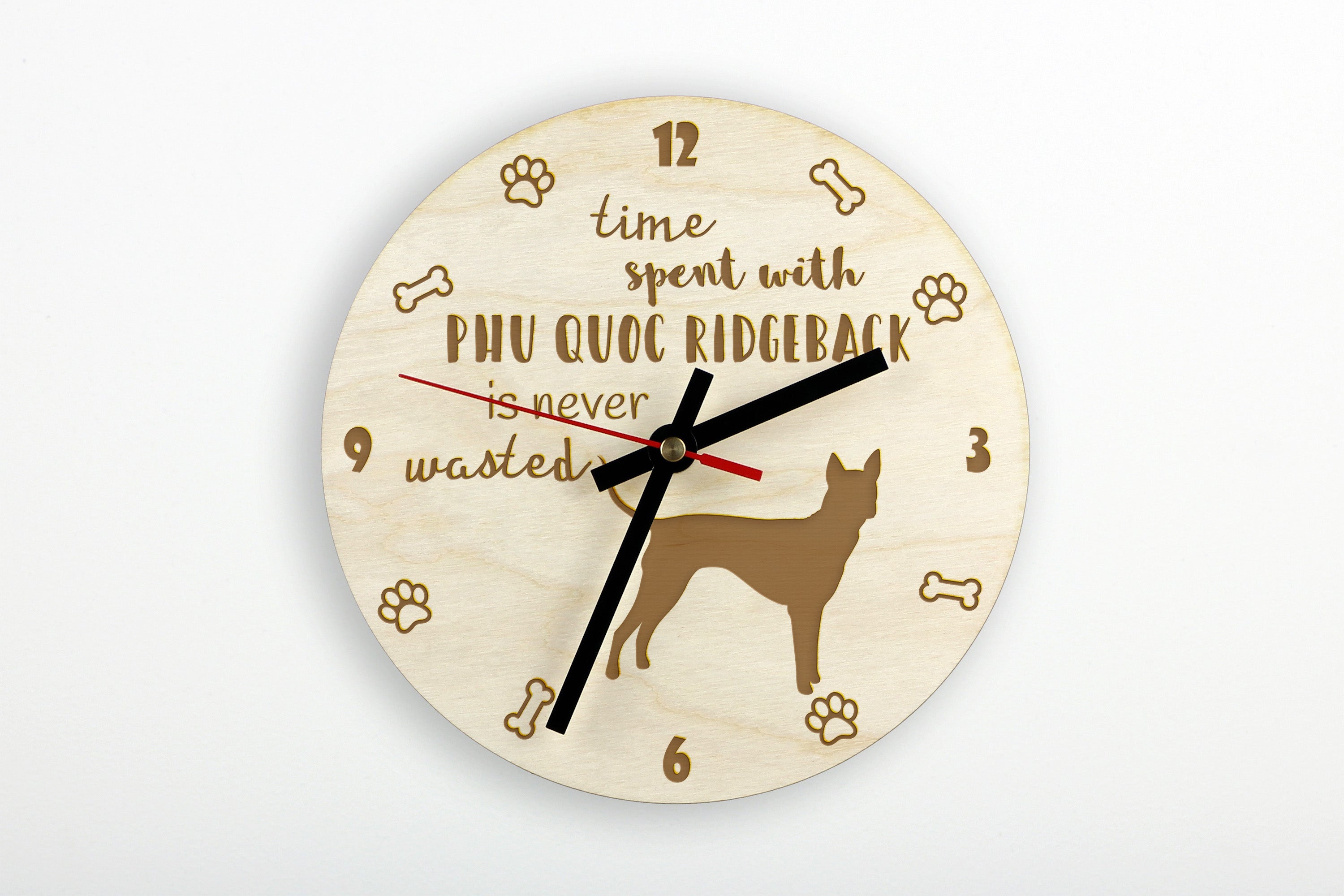 Phu Quoc Ridgeback - clock with dog, wooden clock with engraving, personalised clock by Art-Dog