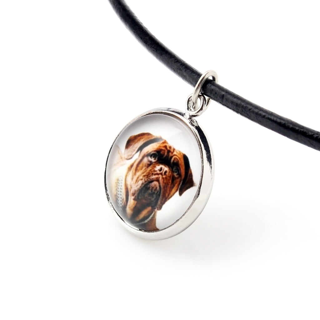 Dogue de Bordeaux, French Mastiff, Bordeauxdog - jewelry with your photo box, set of necklace and earrings, personalized products from the Art-Dog brand