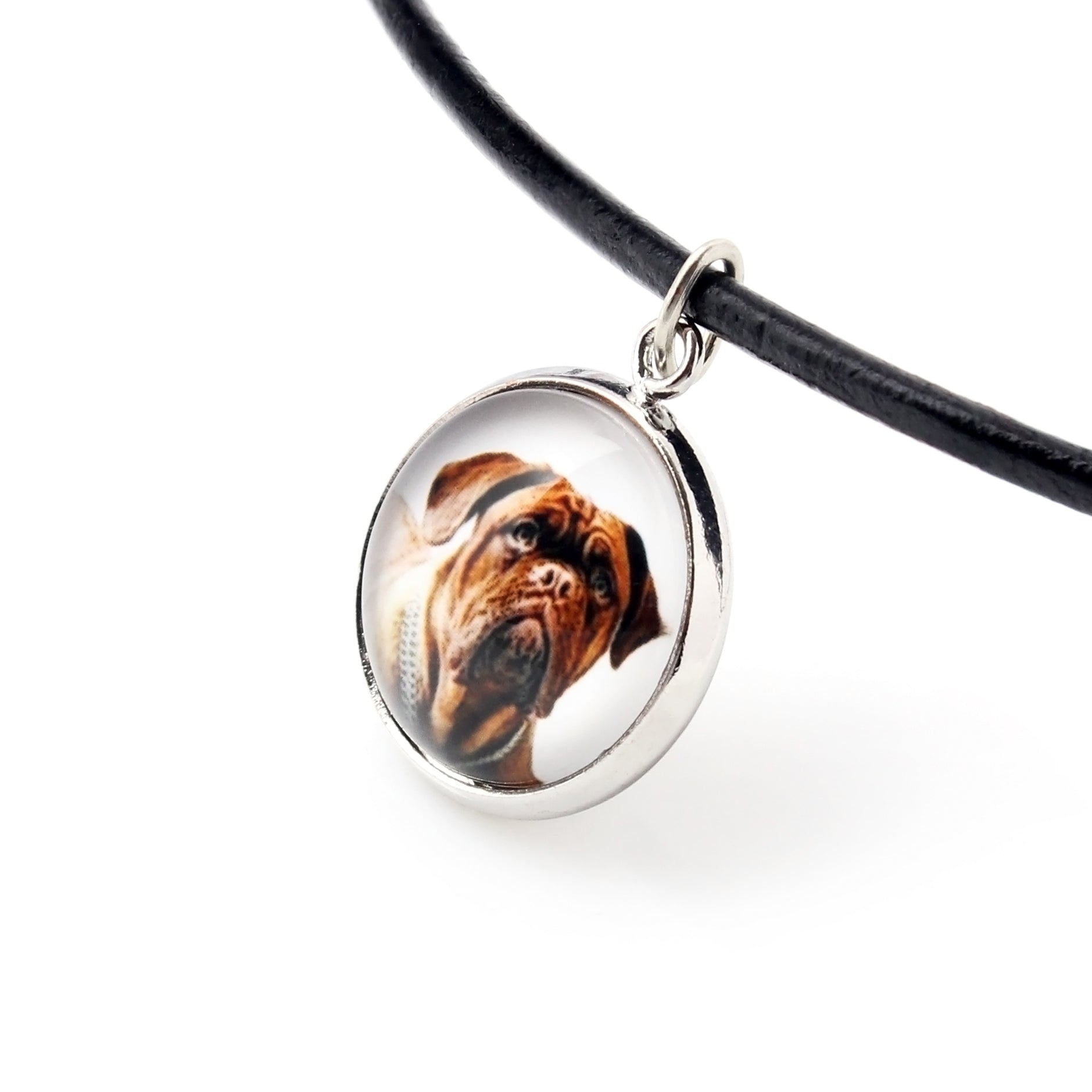Dogue de Bordeaux, French Mastiff, Bordeauxdog - jewelry with your photo box, set of necklace and earrings, personalized products from the Art-Dog brand