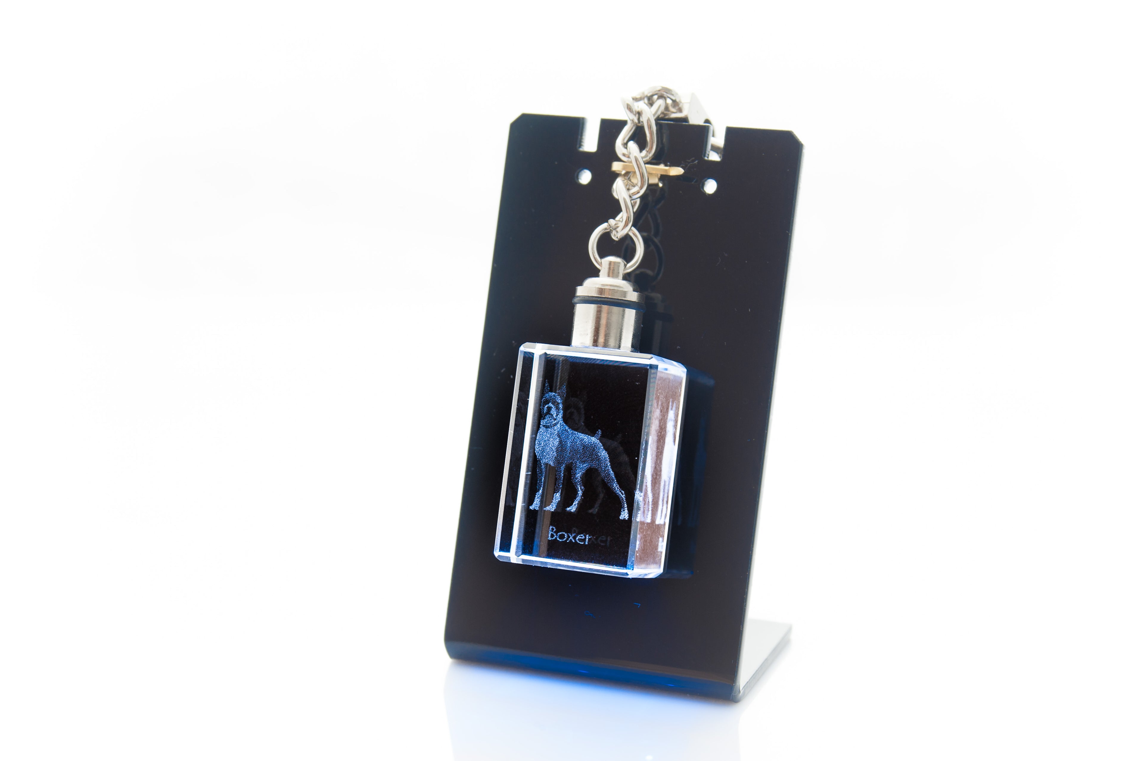 Boxer, German Boxer III - Crystal key ring with dog photo, illuminated key ring, unique gift by Art-Dog brand