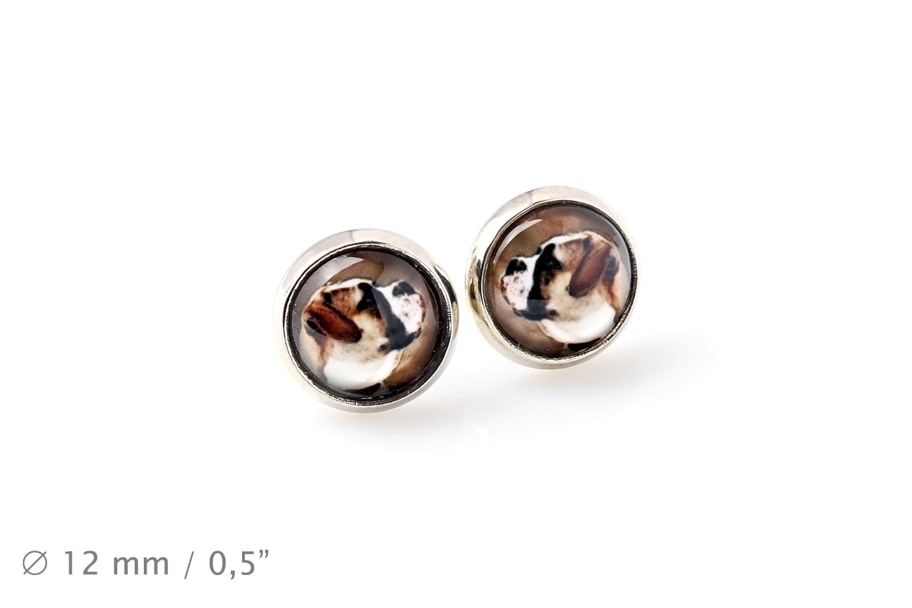 American Bulldog, Old Country Bulldog - earrings in a box, your photo, handmade jewelry, a product of the Art-Dog brand