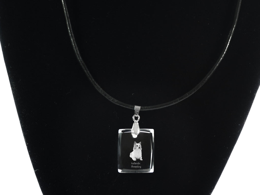 Icelandic Sheepdog, Icelandic Spitz, Iceland Dog - Crystal dog pendant, photo necklace, unique jewellery by Art-Dog