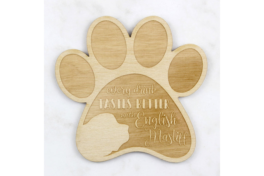 English Mastiff - Mug coaster, engraved coaster with dog, gift for dog lover by Art-Dog brand