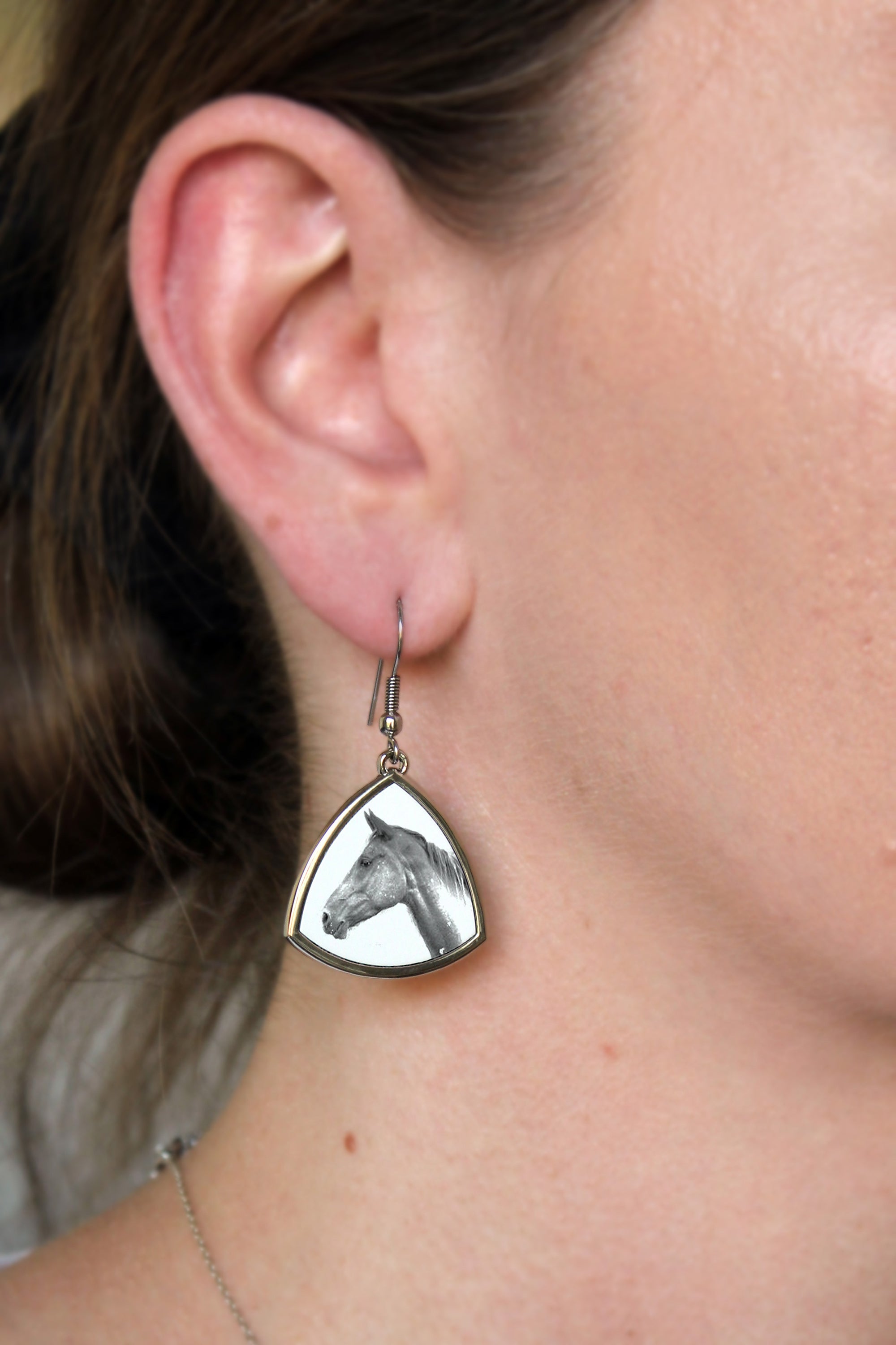 Akhal-Teke - earrings with a horse, hanging earrings with a picture, personalized jewelry with Art-Dog brand print