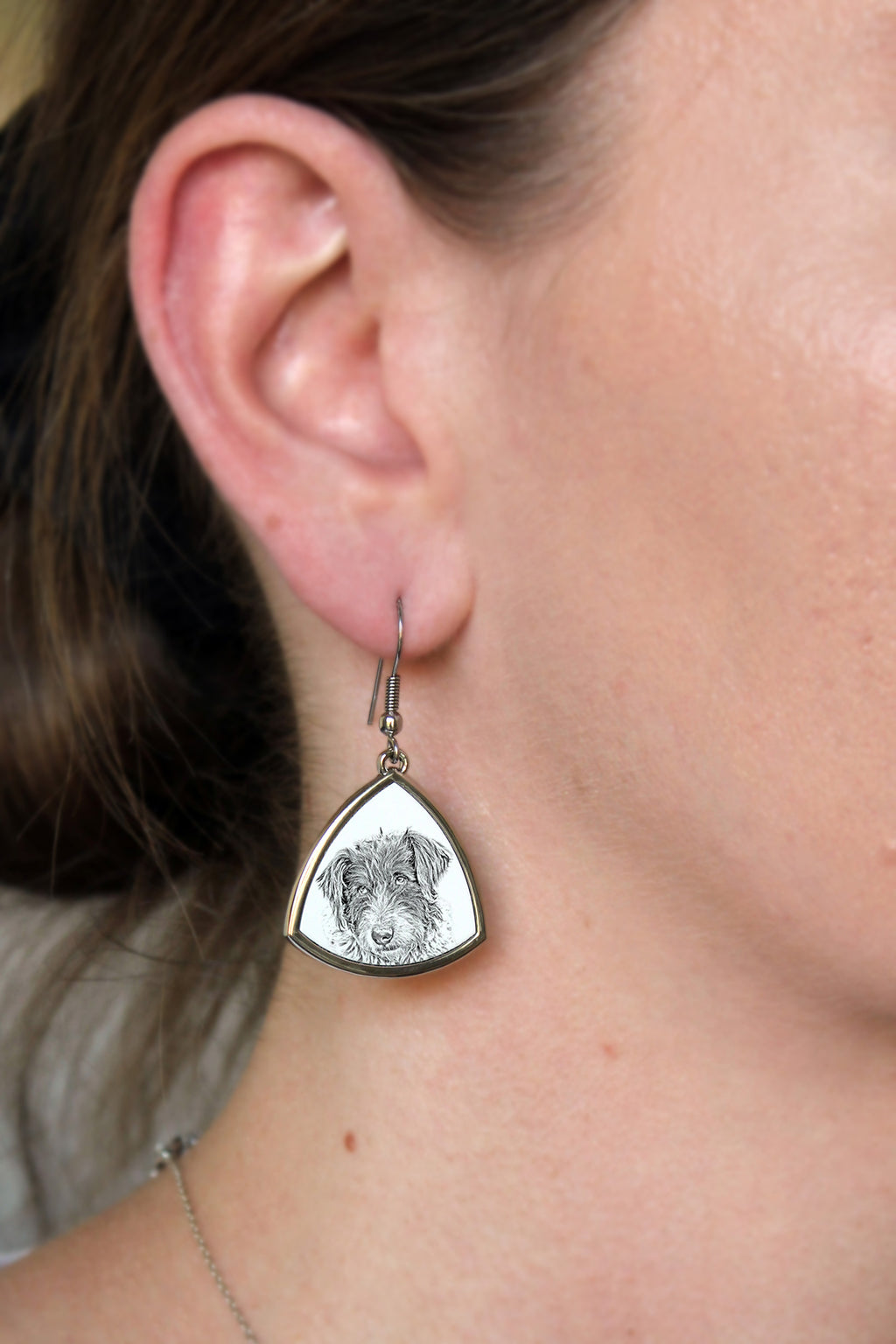 Romanian Mioritic Shepherd Dog, Ciobănesc Românesc Mioritic - dog earrings, hanging earrings with a picture, personalized jewelry with Art-Dog brand print