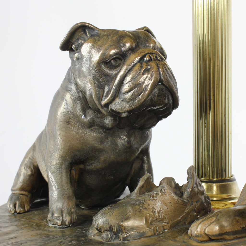Bulldog, English Bulldog, British Bulldog - stained glass lamp with a lampshade, table lamp with a dog statue, interior decor in retro style by Art-Dog brand