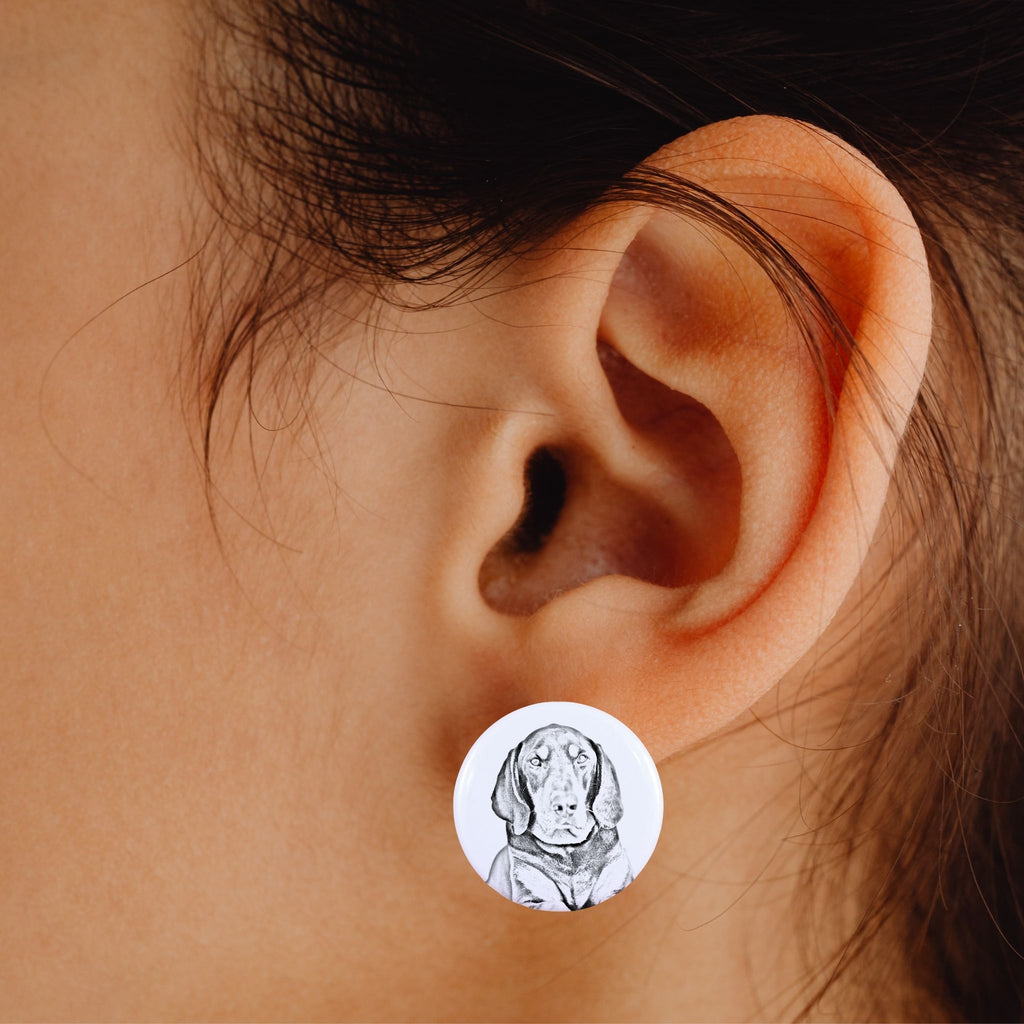 Black and Tan Coonhound I - unique dog earrings, your pet on a keychain, Art-Dog's own brand