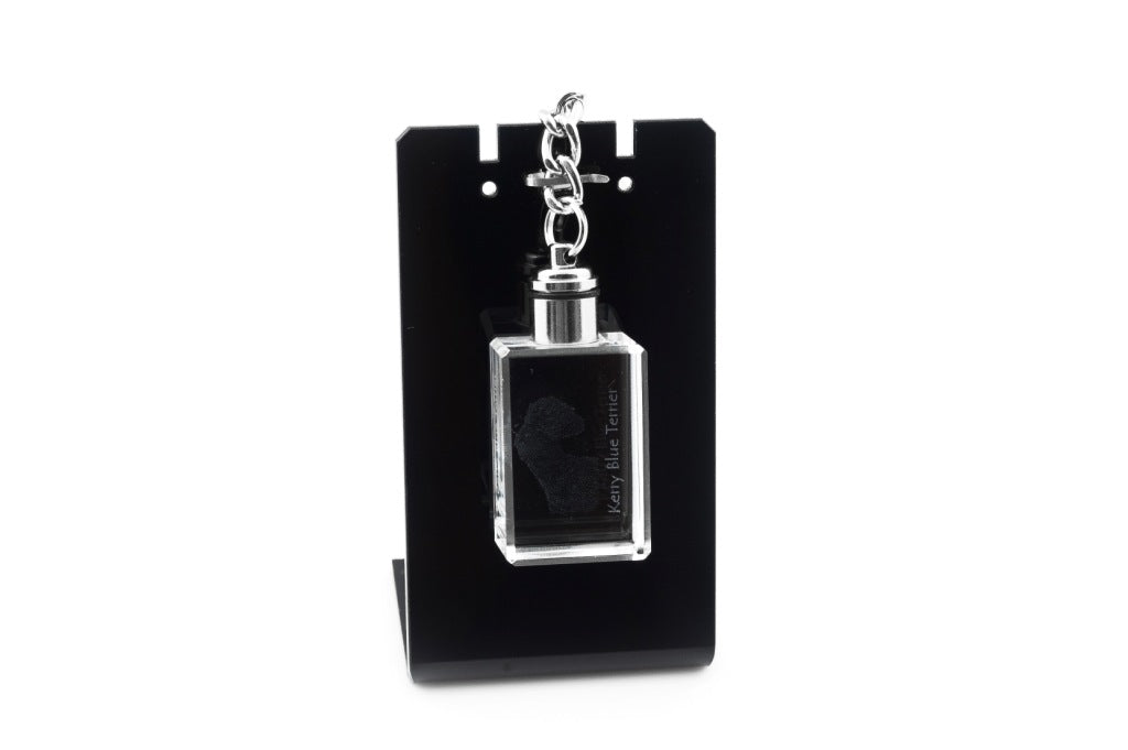 Kerry Blue Terrier, Irish Blue Terrier - Crystal key ring with dog photo, illuminated key ring, unique gift by Art-Dog brand