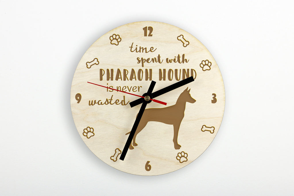 Pharaoh Hound, Kelb tal-Fenek - clock with a dog, wooden clock, wall clock for dog lovers, clock for desk and shelf, Art-Dog