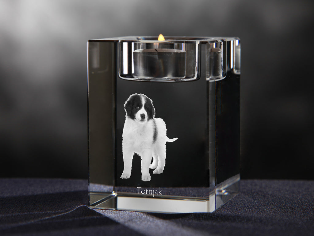 Tornjak, Bosnian And Herzegovinian - Croatian Shepherd Dog - Candle holder with dog photo, crystal tealight holder, personalised gift by Art-Dog brand