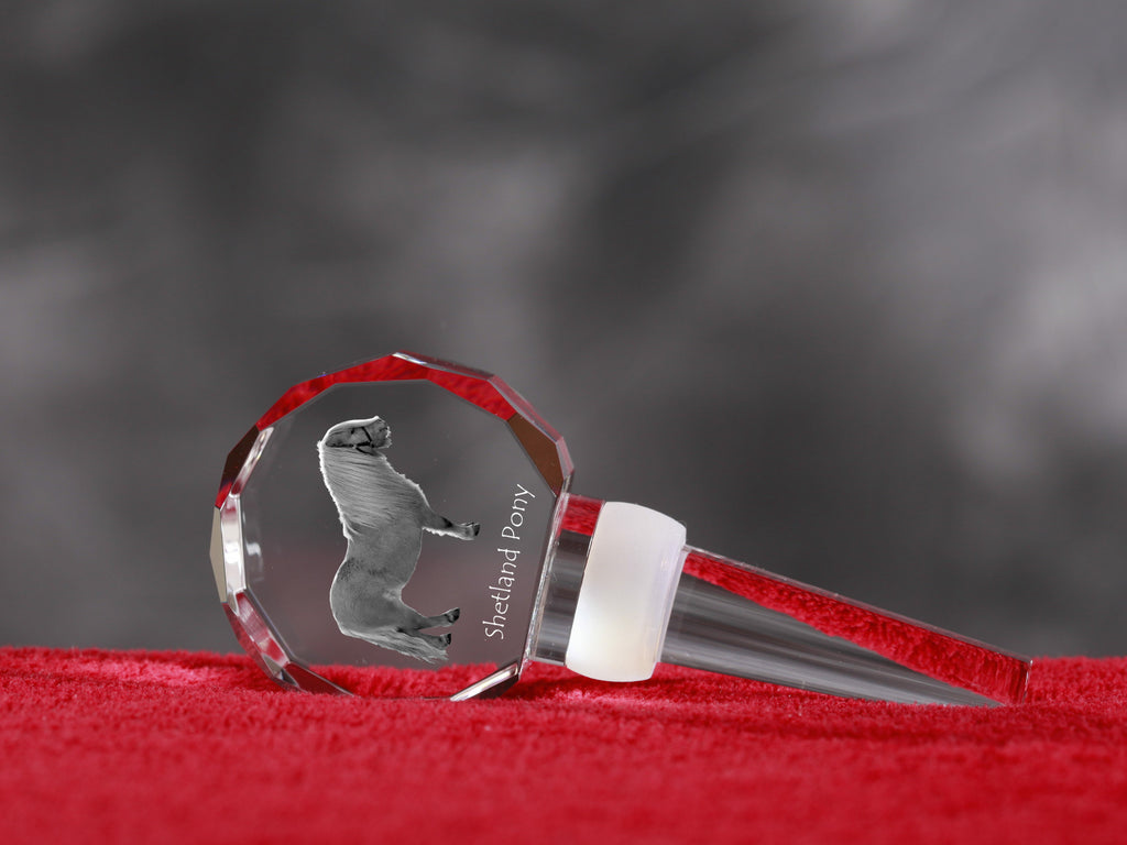 Shetland Pony - Crystal bottle stopper with horse, unique wine stopper with photo, personalised gift for sommelier by Art-Dog brand