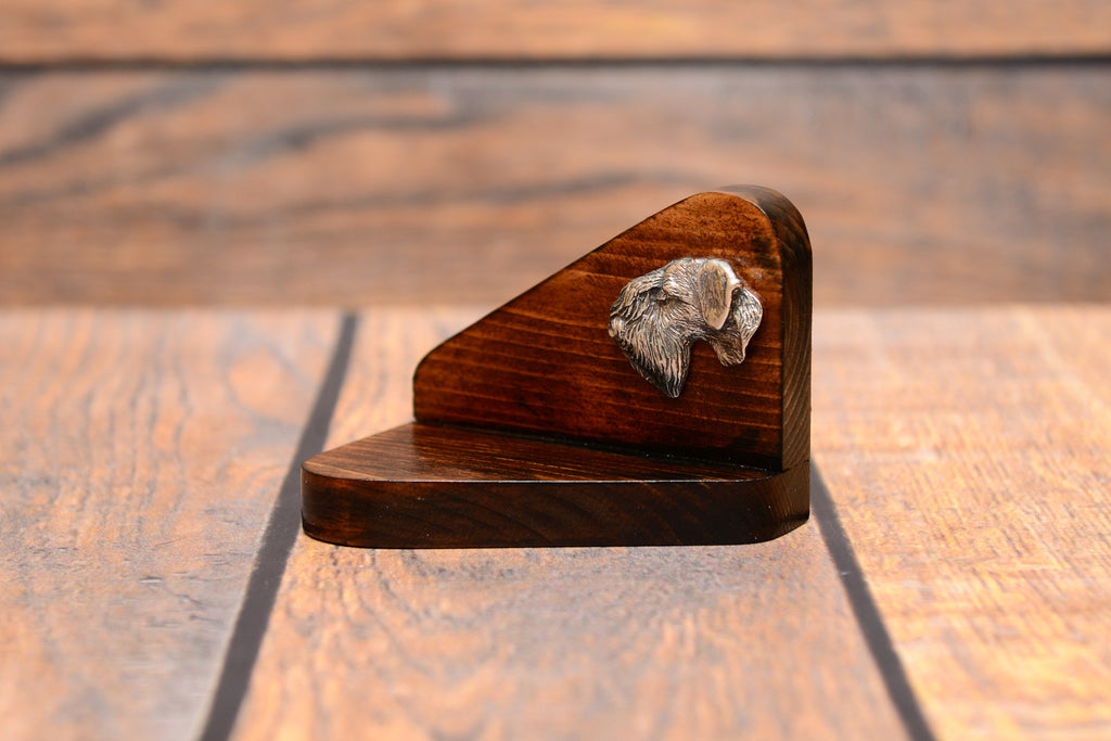 Cesky Terrier, Czech Terrier, Bohemian Terrier - wooden candle holder with a dog, tealight holder, a memorial place for a dog by Art-Dog brand