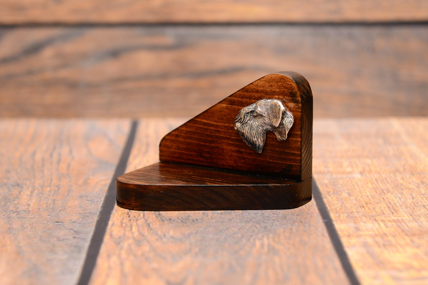 Cesky Terrier, Czech Terrier, Bohemian Terrier - wooden candle holder with a dog, tealight holder, a memorial place for a dog by Art-Dog brand