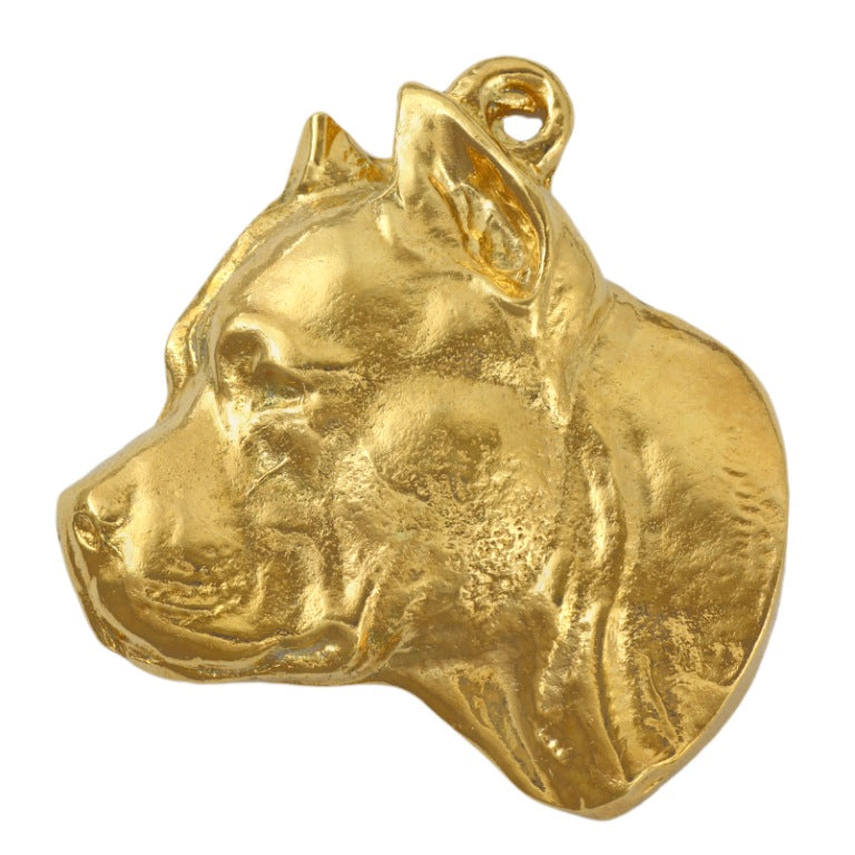 American Staffordshire Terrier, Amstaff II - Gilded key ring with dog in gift box, handbag decoration, luxury accessory by Art-Dog brand