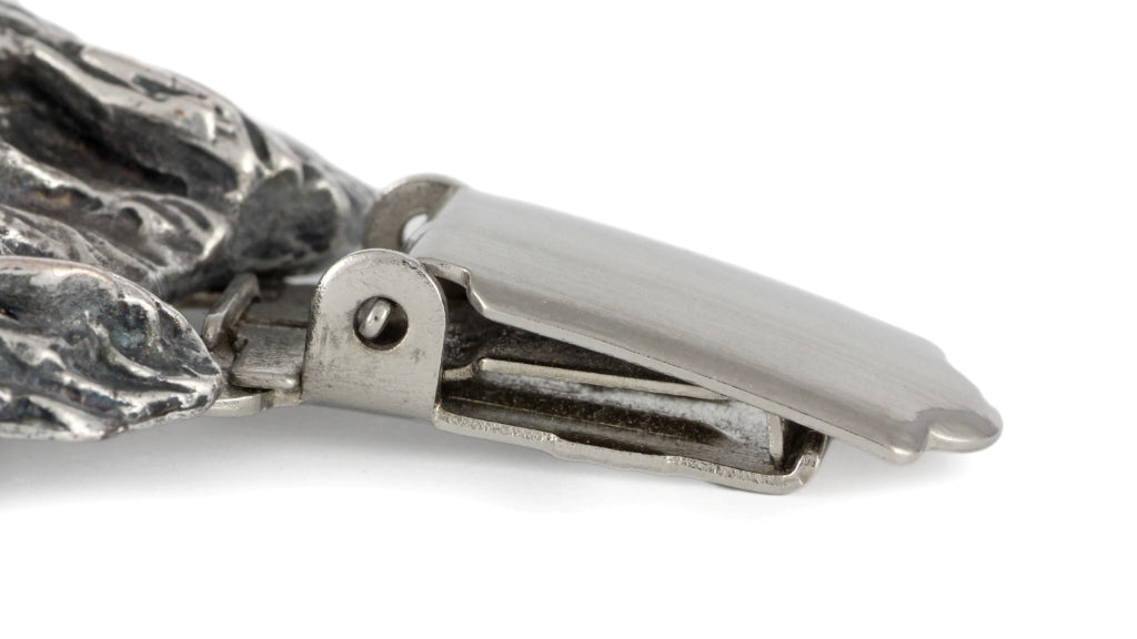 Hovawart, Hovie - brooch with a clip, holder for a start number, silver-plated dog show pin from the Art-Dog brand