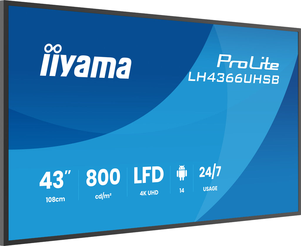 iiyama LH4366UHSB-B1AG Écran d'affichage dynamique Écran plat de signalisation numérique 109,2 cm (43") LCD Wifi 800 cd/