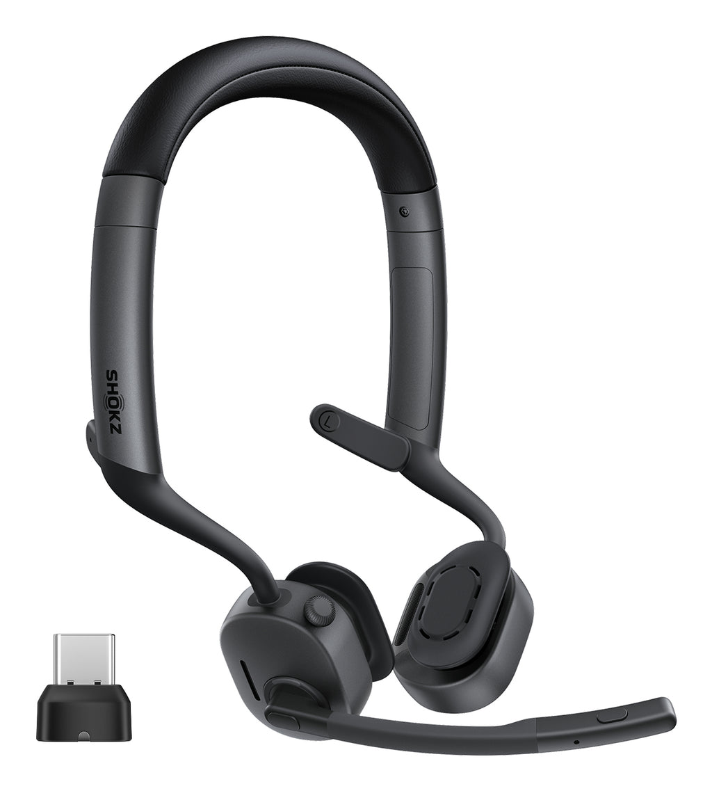 SHOKZ OpenMeet2 UC Casque Sans fil Open-ear Bureau/Centre d'appels Bluetooth Noir