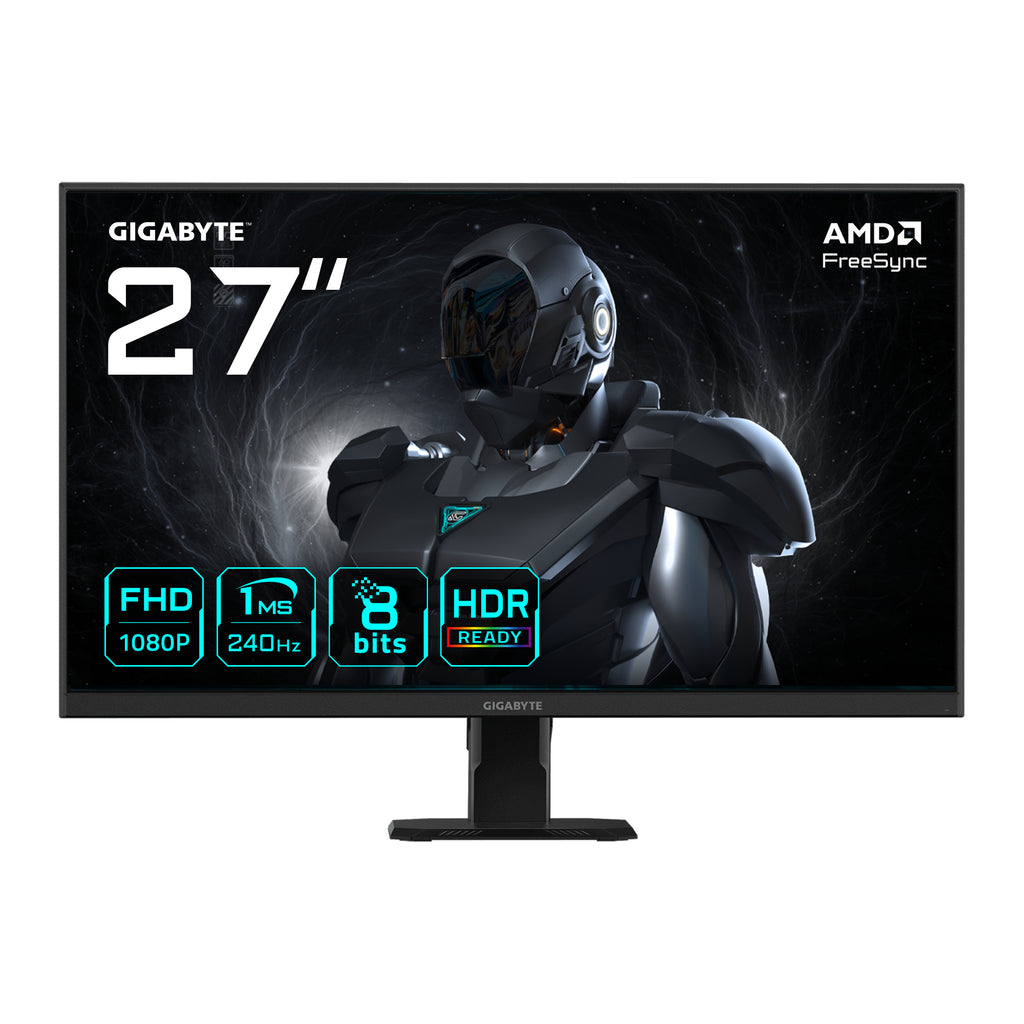 GIGABYTE GS27F2 Moniteur de jeu 27" FHD - 1920 x 1080, 240Hz, 1ms, 300 cd/m², FreeSync, HDR Ready, HDMI 2.0, Displayport 1.4