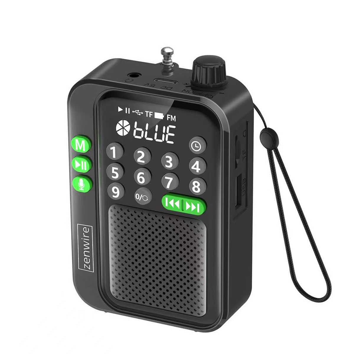 Mini radio FM de poche Bluetooth portable pour le chantier ou la cuisine, fonctionnant sur piles - Zenwire Y1