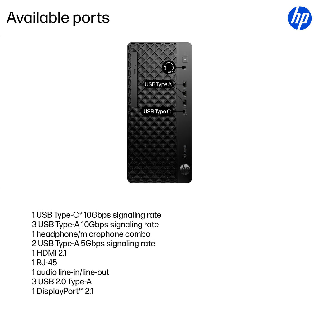 HP ProDesk 4 Tower G1i Desktop AI PC Intel Core Ultra 5 225 16 GB DDR5-SDRAM 512 GB SSD Windows 11 Pro Czarny
