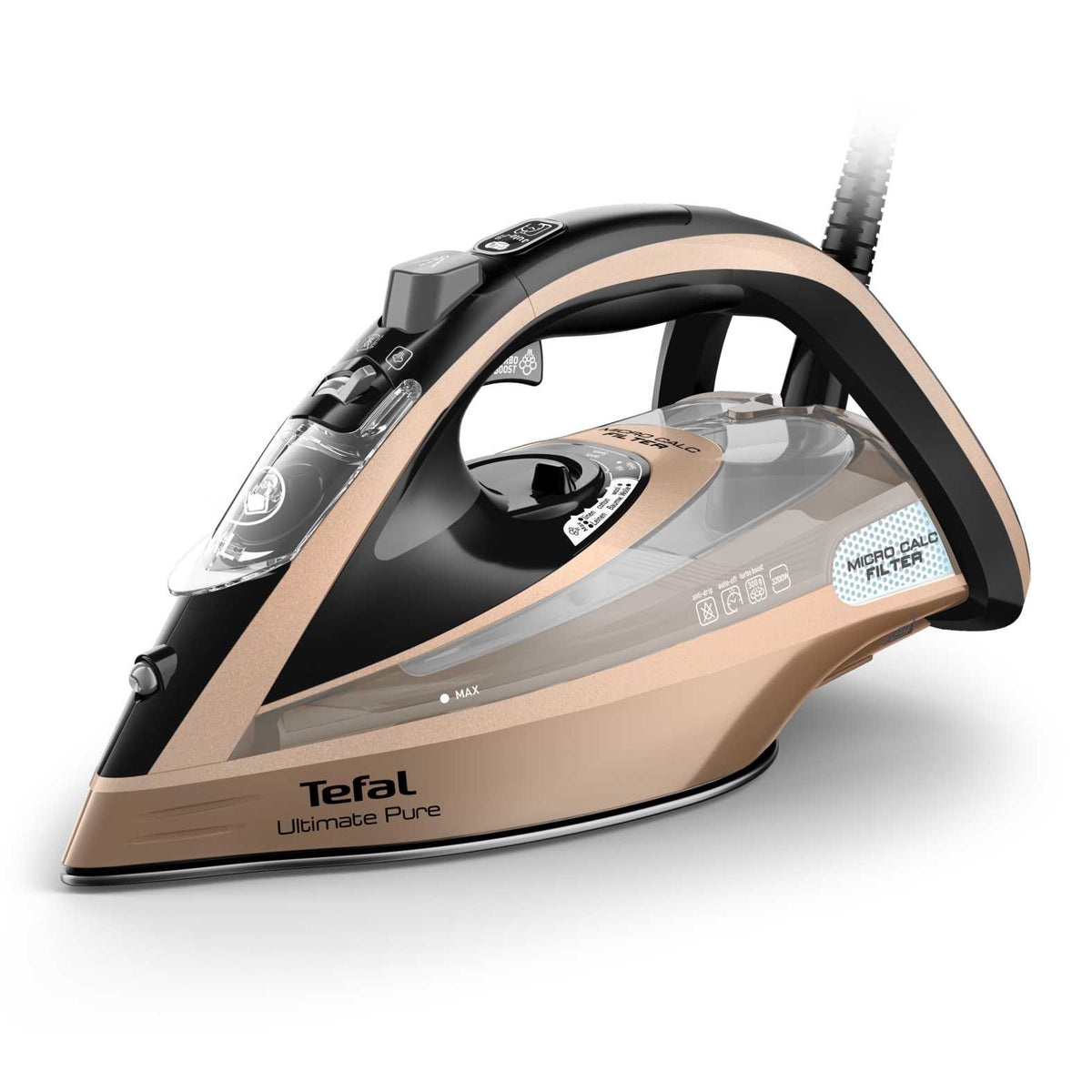 Tefal Ultimate Pure FV9852E0 fer à repasser Fer à repasser à sec ou à vapeur Durilium AirGlide Autoclean soleplate 3200 