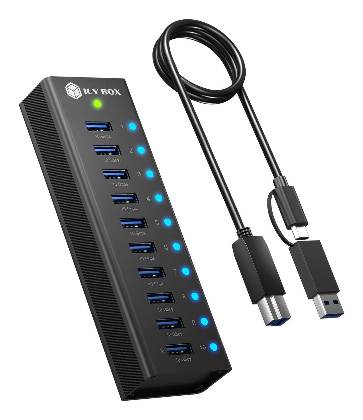 ICY BOX IB-AC6110a USB 3.2 Gen 2(3.1 Gen 2) Type-B 10000 Mbit/s Noir