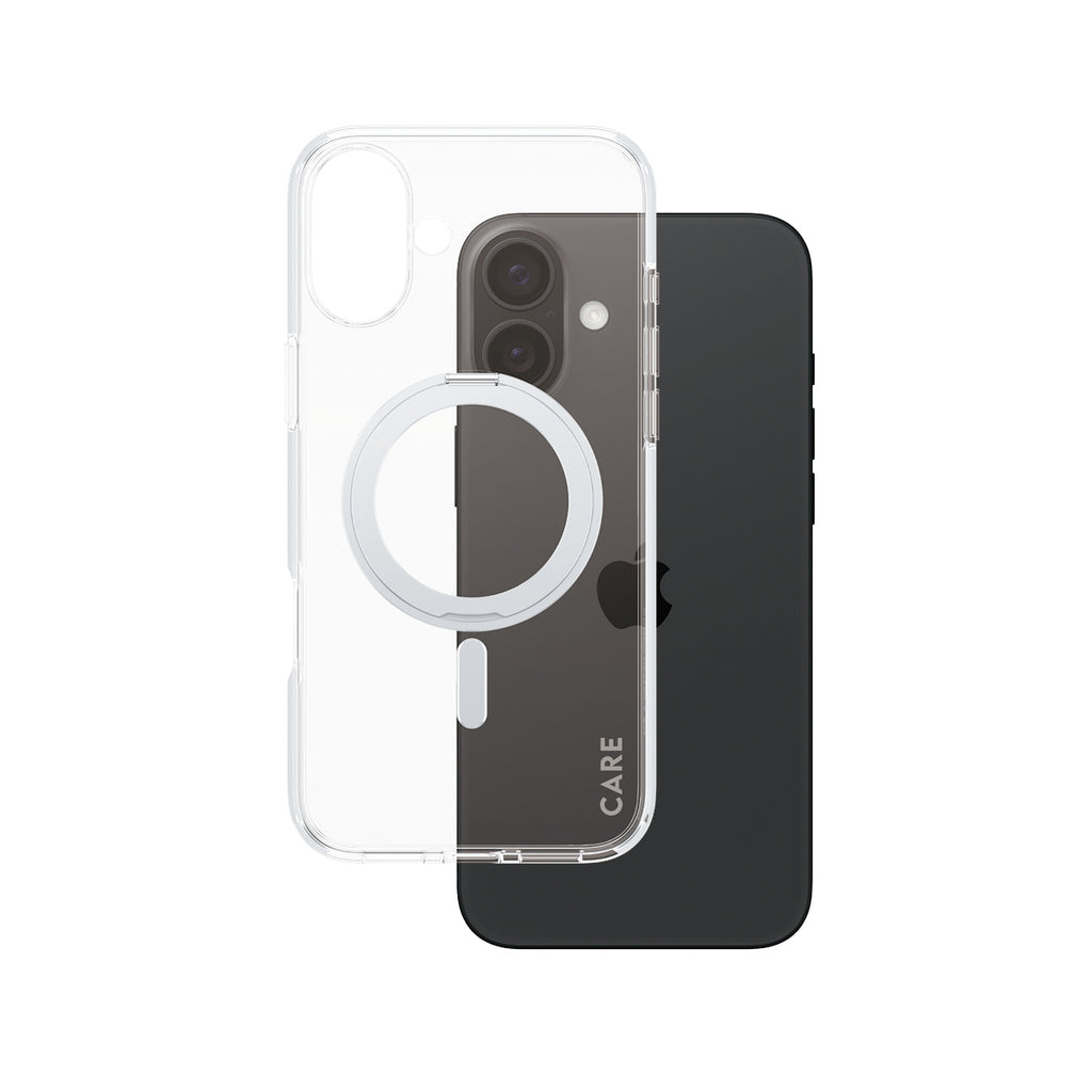 PanzerGlass CARE™ by ® Case Transparent w. Silver Kickstand & MagSafe iPhone 16 Plus coque de protection pour téléphones portables Housse