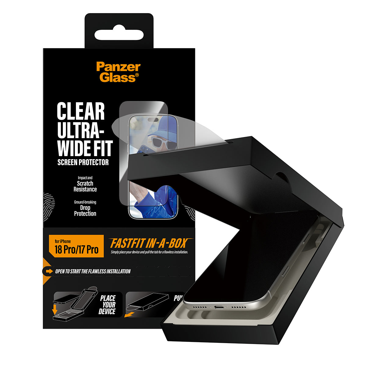 PanzerGlass ® Screen Protector iPhone 2026 Pro | 17 Pro | Ultra-Wide Fit w. FASTFIT IN-A-BOX Protection d'écran transpar