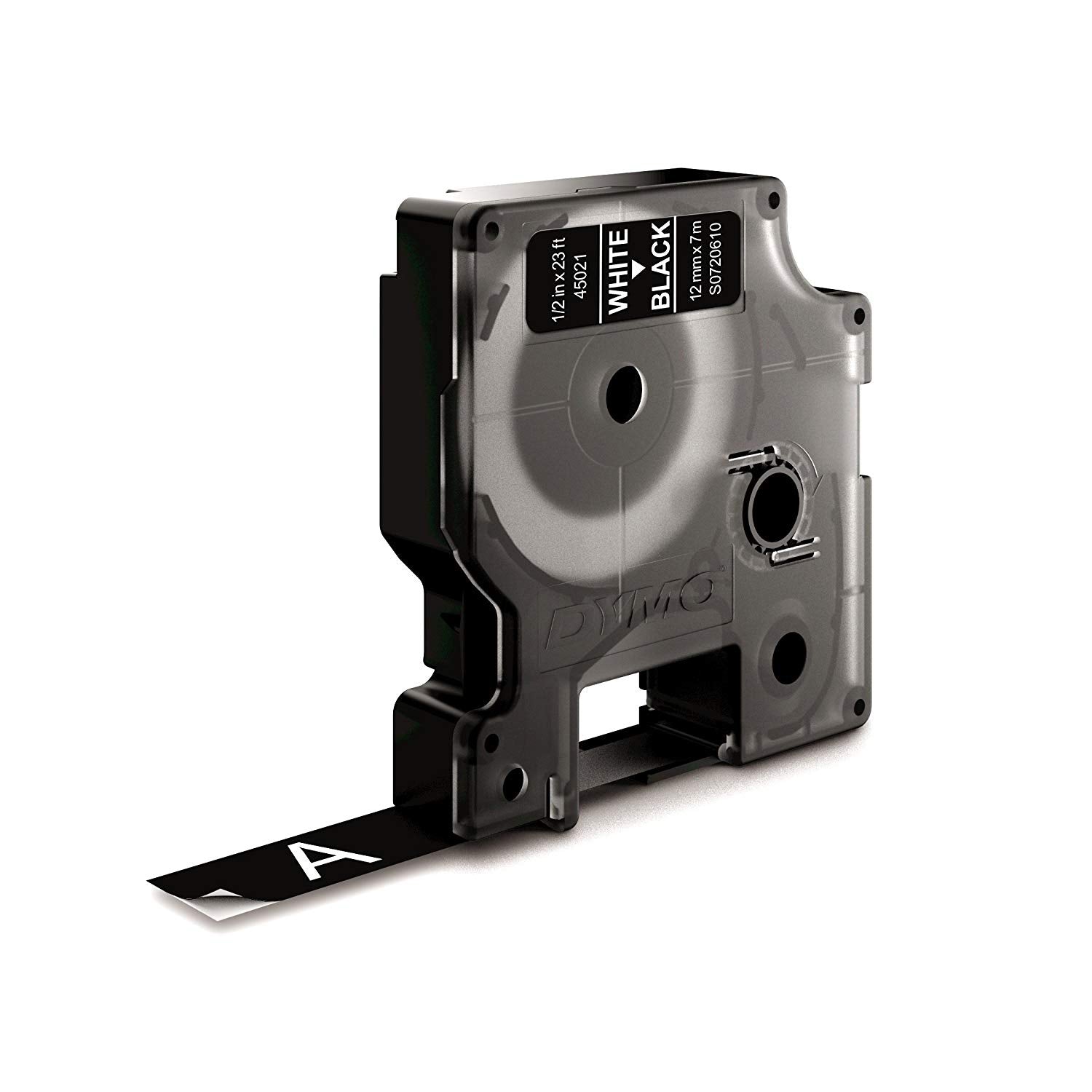 DYMO D1 étiquettes autocollantes authentiques | impression en blanc sur fond noir | 12 mm x 7 m | pour étiqueteuses LabelManager