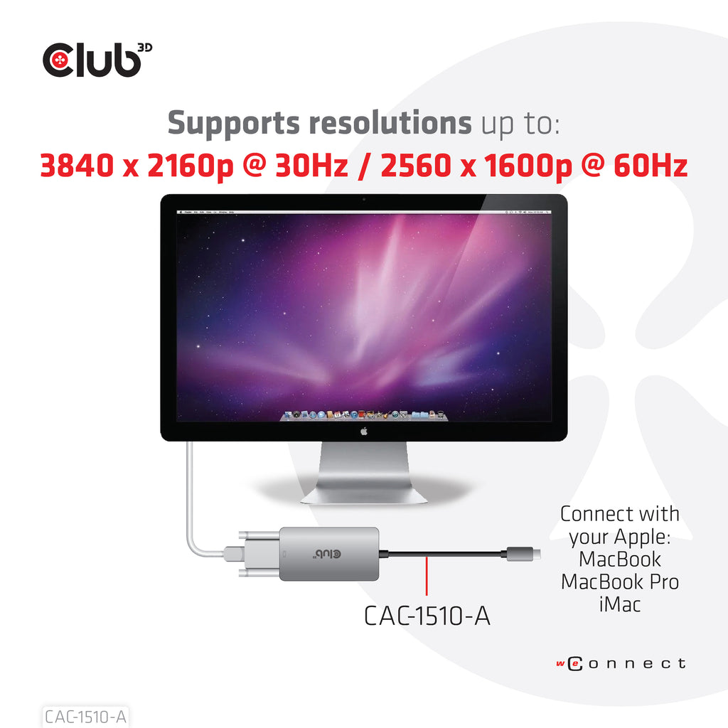 Club 3D CAC-1510-A USB-C til DVI-D aktiv videoadapter Grå