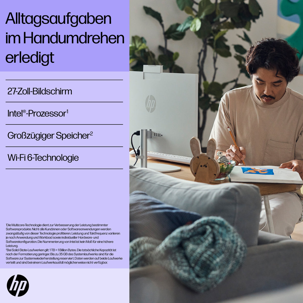 HP 27-cr0113ng All-in-One Core i3-1315U 16GB 512GB SSD Intel UHD Graphics Windows 11 Home