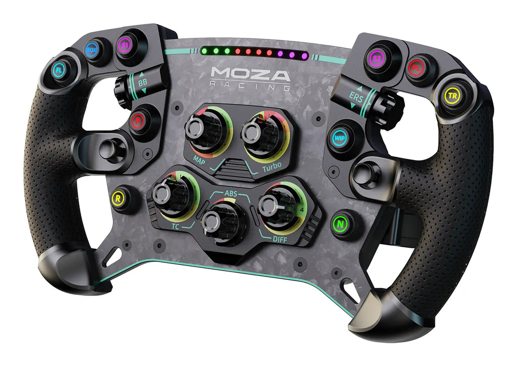 Volant de Simulation RS056, Noir, Fibre de Carbone et Cuir