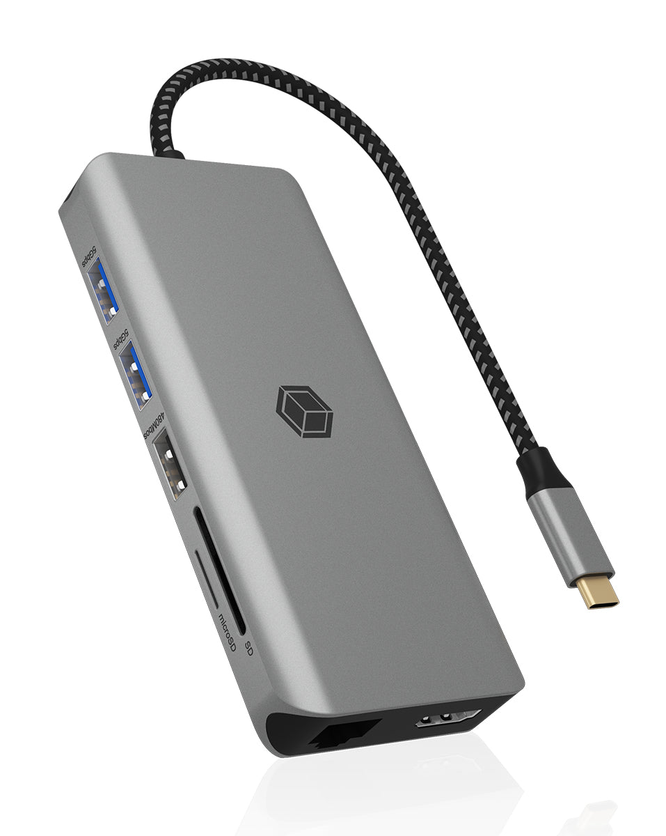 ICY BOX IB-DK4061-CPD Avec fil USB 3.2 Gen 1 (3.1 Gen 1) Type-C Gris