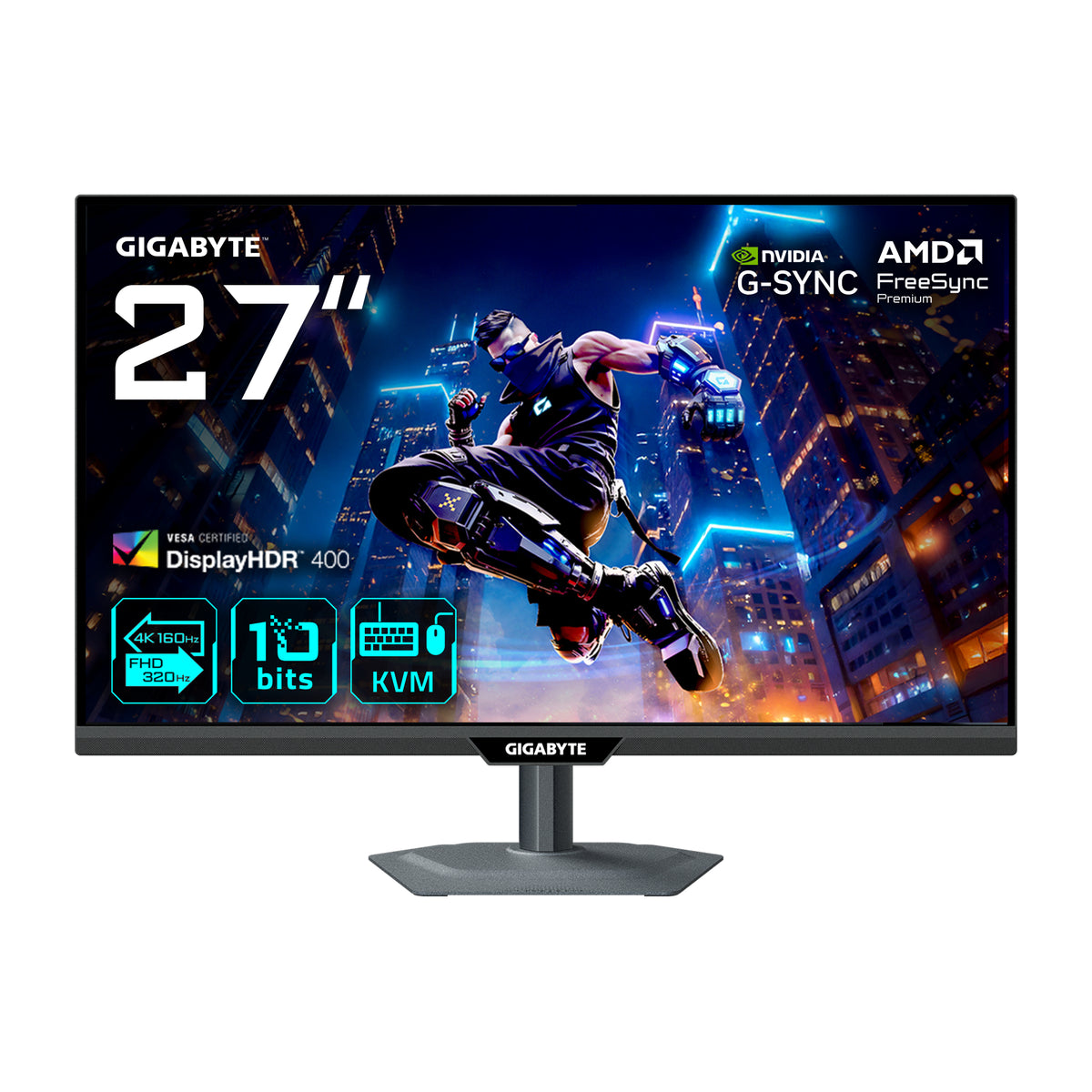 GIGABYTE M27UP Moniteur de jeu 27” 4K UHD - Mode double (4K 160Hz ou FHD 320Hz), 3840 x 2160, 1ms, 350 cd/m², FreeSync P