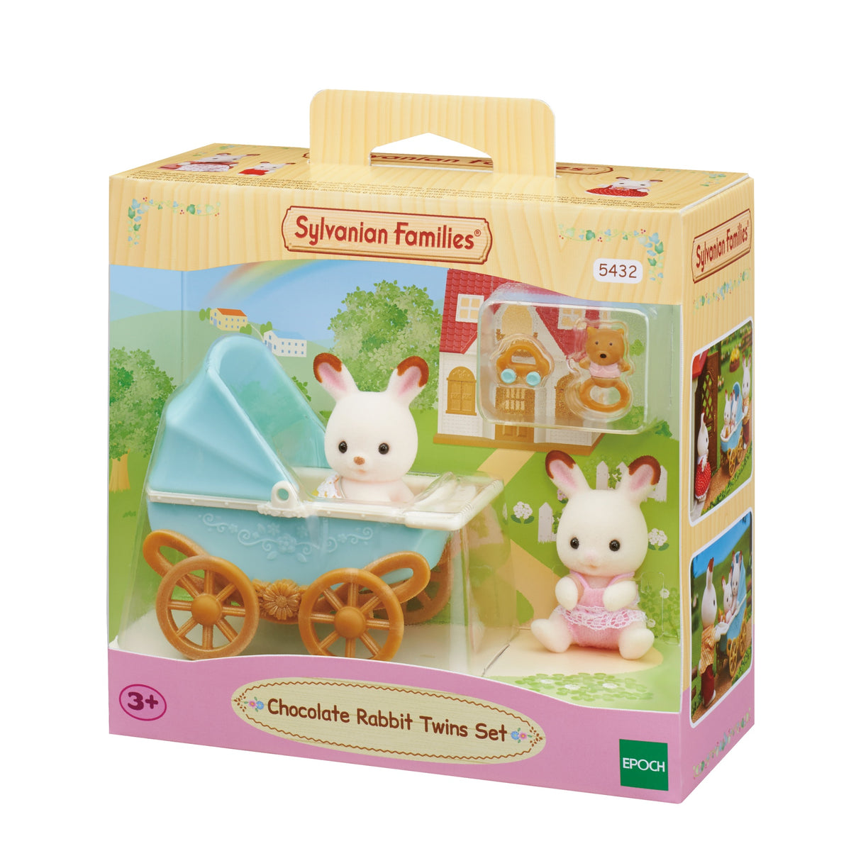 Sylvanian Families Les jumeaux Lapin Chocolat et poussette double