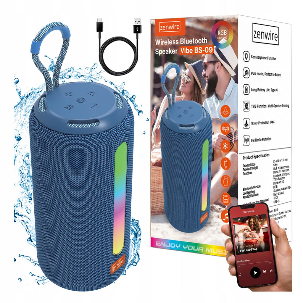 Enceinte Bluetooth portable sans fil avec radio FM, chaîne stéréo et lecteur MP3, 26 W, Zenwire BS-09