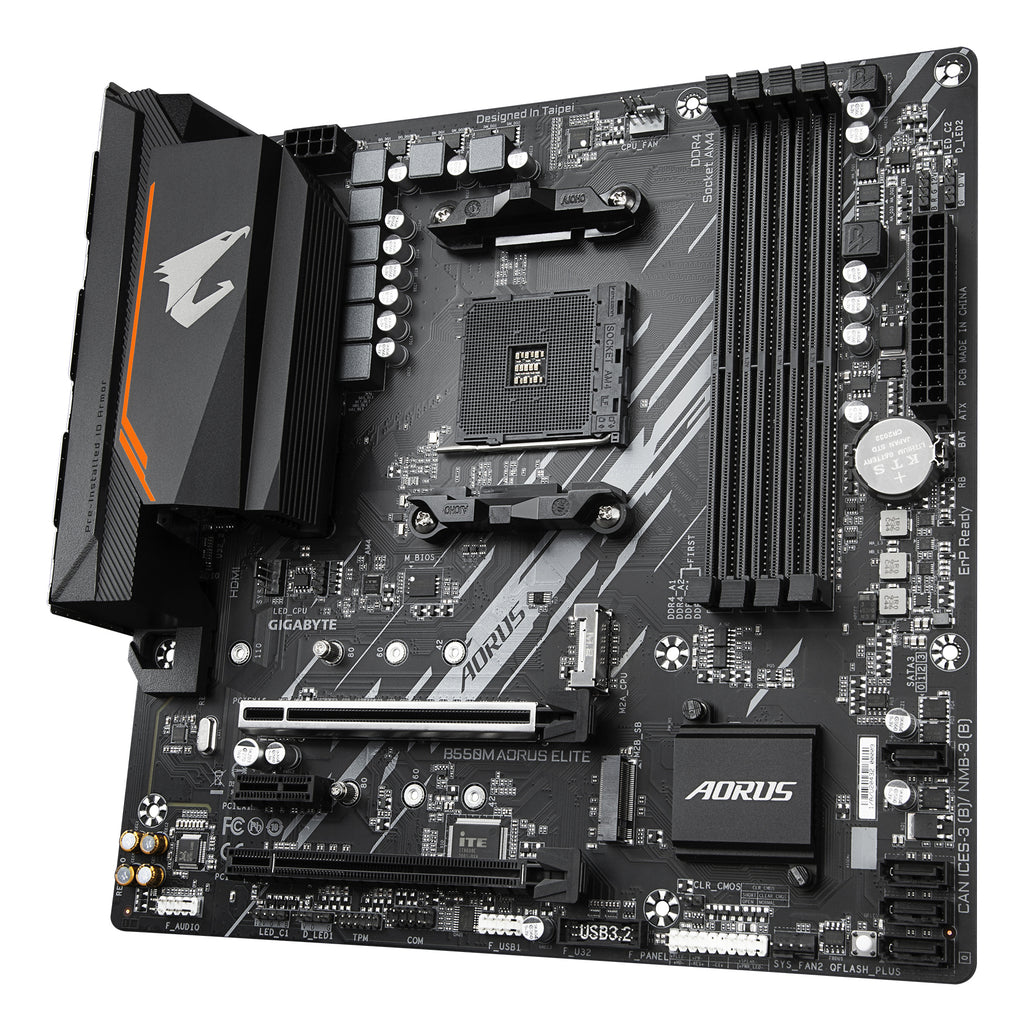 GIGABYTE B550M AORUS ELITE Carte mère - Processeurs AMD Ryzen 5000, VRM 5+3 phases, jusqu'à 4733 MHz DDR4, 1xPCIe 4.0 + 1xPCIe 3.0 M.2, LAN 1GbE, USB 3.2 Gen 1