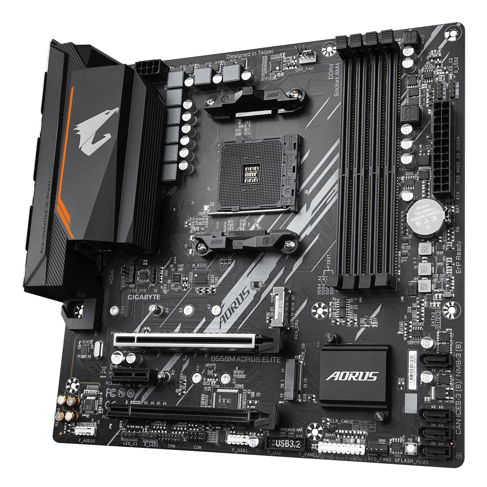 GIGABYTE B550M AORUS ELITE Carte mère - Processeurs AMD Ryzen 5000, VRM 5+3 phases, jusqu'à 4733 MHz DDR4, 1xPCIe 4.0 + 1xPCIe 3.0 M.2, LAN 1GbE, USB 3.2 Gen 1