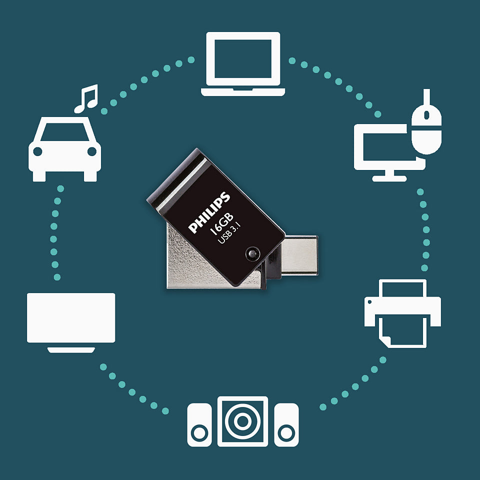 Philips Philips FM16DC152B/00 lecteur USB flash 16 Go USB Type-A 3.2 Gen 1 (3.1 Gen 1) Noir, Argent