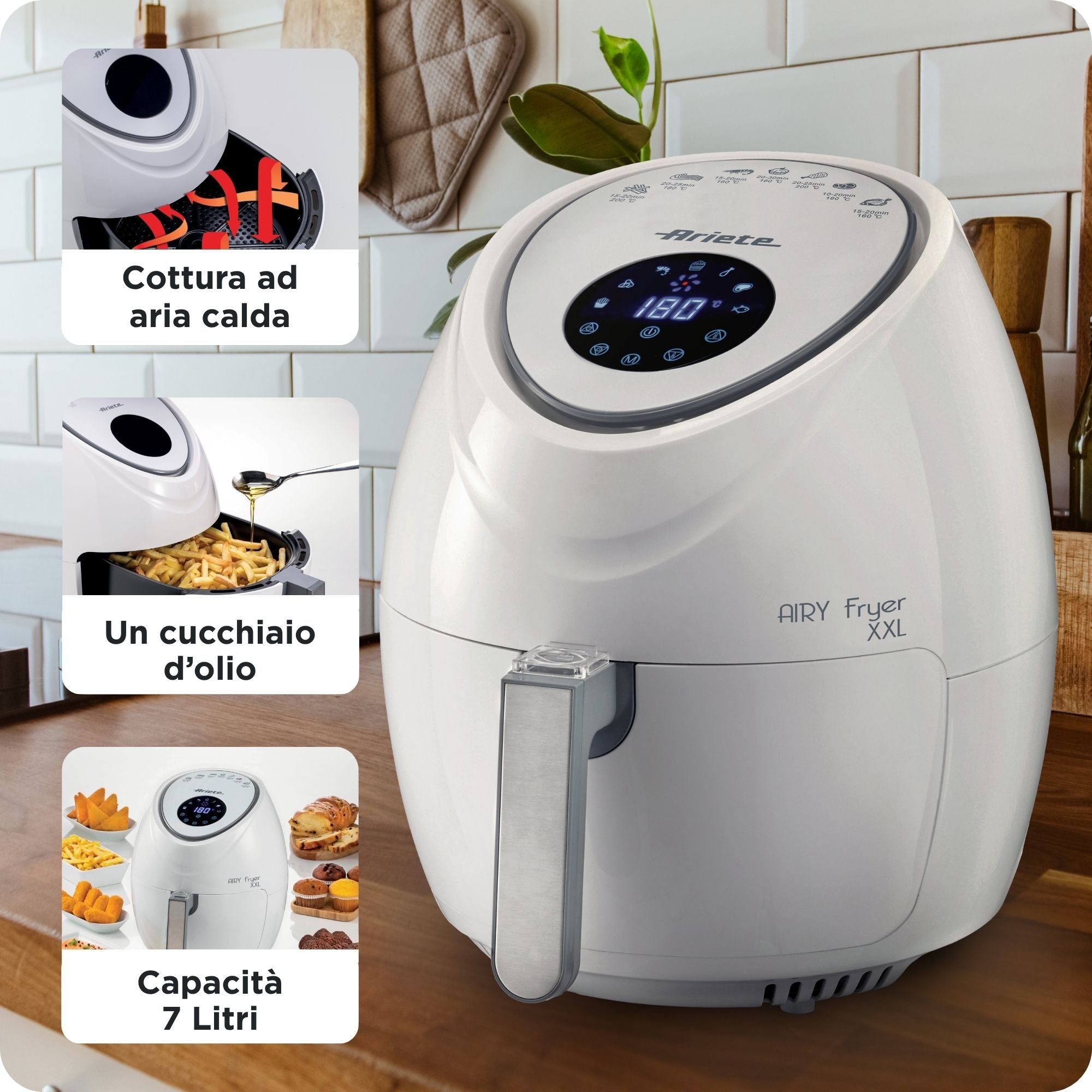 Ariete 4618/03 Unique 7 L Autonome 1800 W Friteuse d’air chaud Blanc