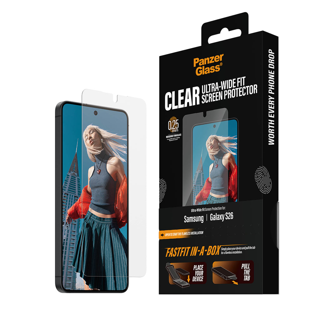 PanzerGlass ® Screen Protector Samsung Galaxy S26 | Ultra-Wide Fit w. Fastfit in-a-box Protection d'écran transparent 1 pièce(s)
