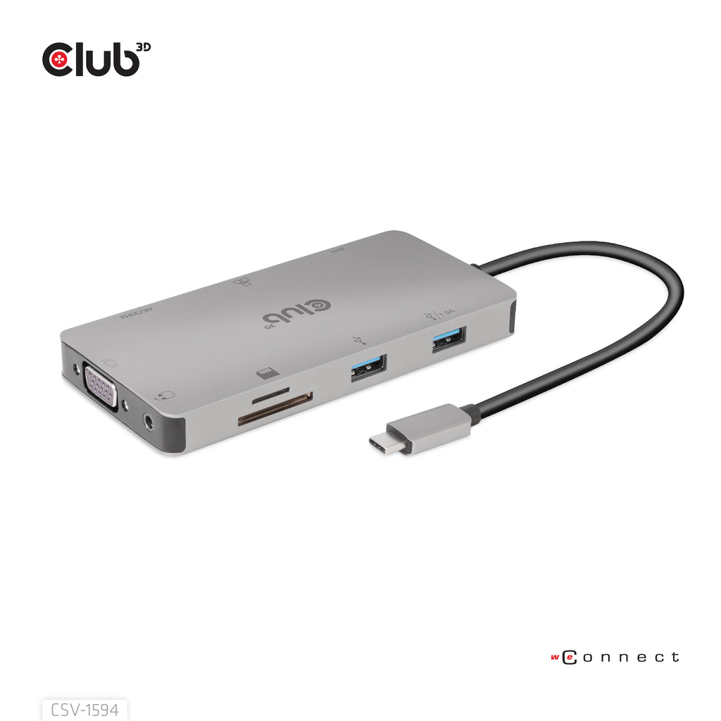 CLUB3D CSV-1594 Station d'accueil USB 3.2 Gen 1 Type-C, Noir et Gris