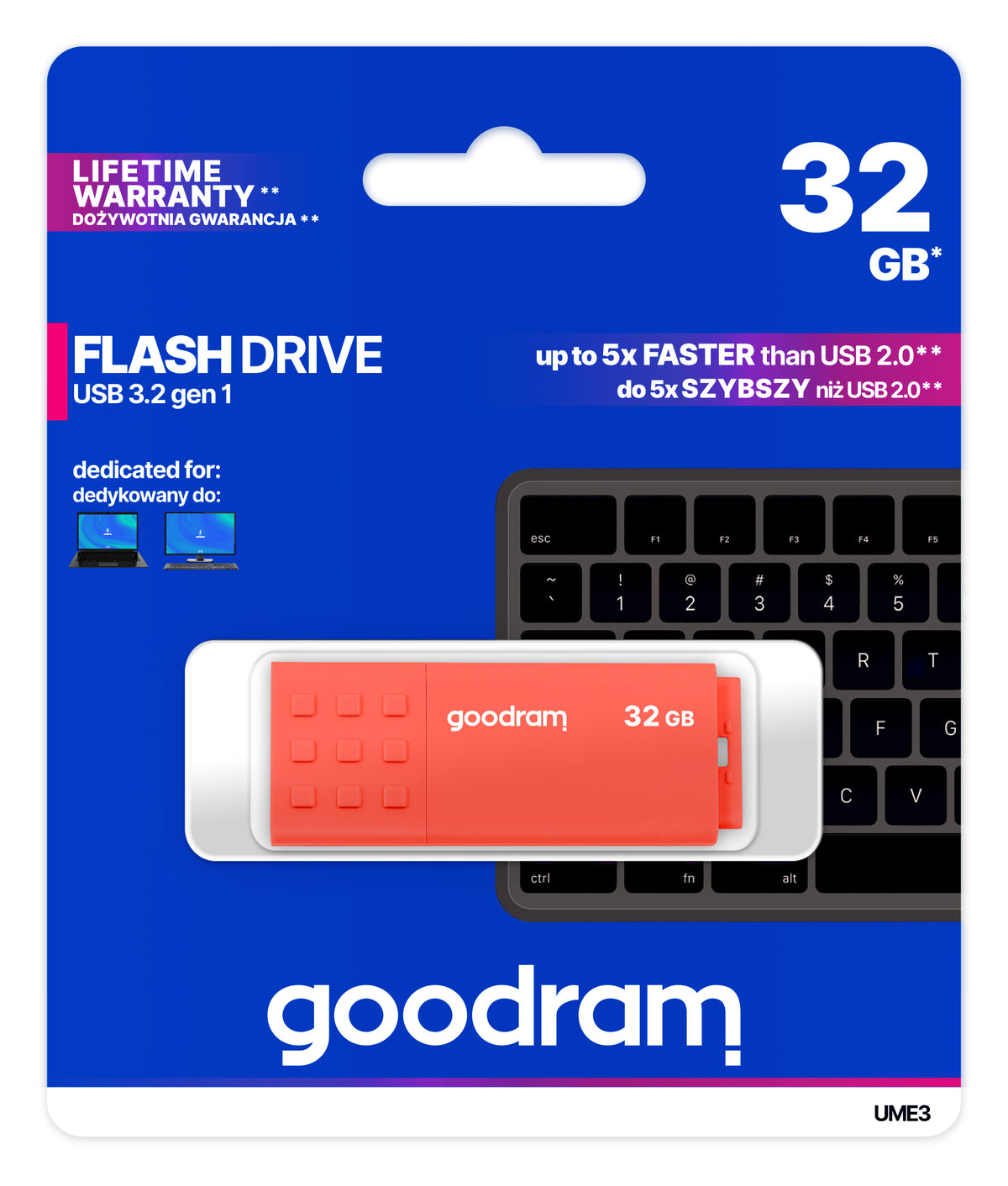 Goodram UME3 lecteur USB flash 32 Go USB Type-A 3.2 Gen 1 (3.1 Gen 1) Orange