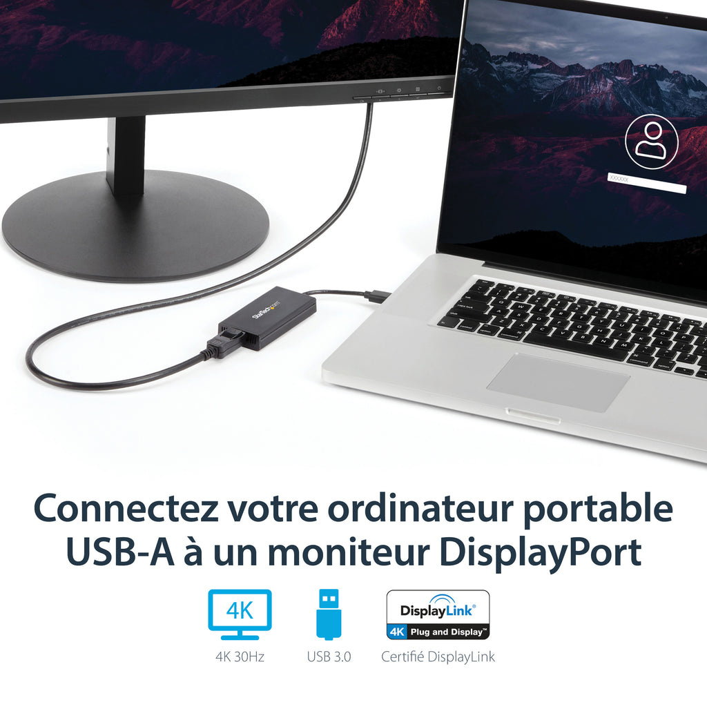 StarTech.com Adaptateur USB 3.0 vers DisplayPort 4K 30Hz Ultra HD Certifié DisplayLink