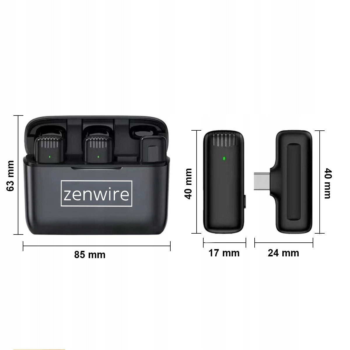 Microphone-cravate sans fil USB-C Bluetooth à effet de surface pour téléphone Zenwire TrueTone J13