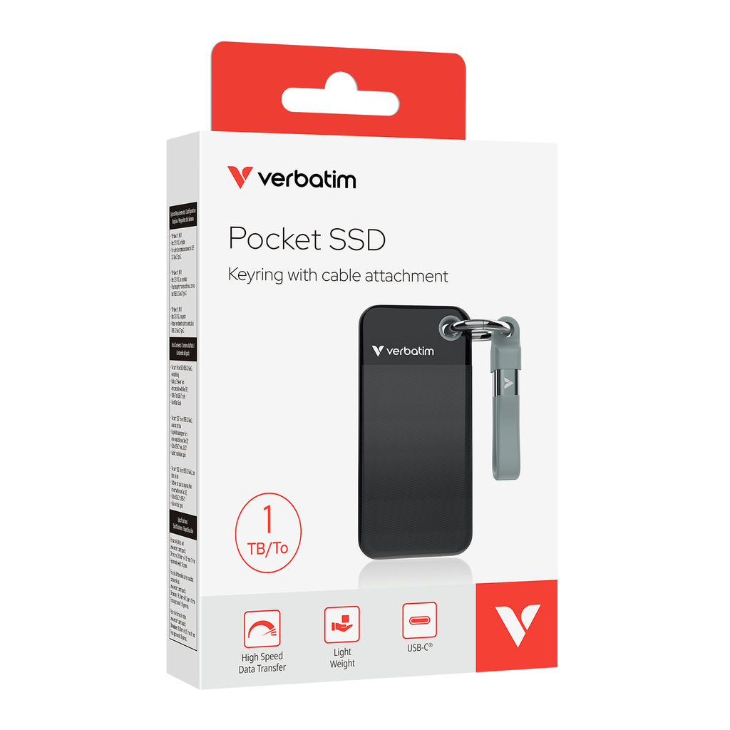 Verbatim Pocket SSD 1 To USB Type-C 3.2 Gen 2 Noir et Gris