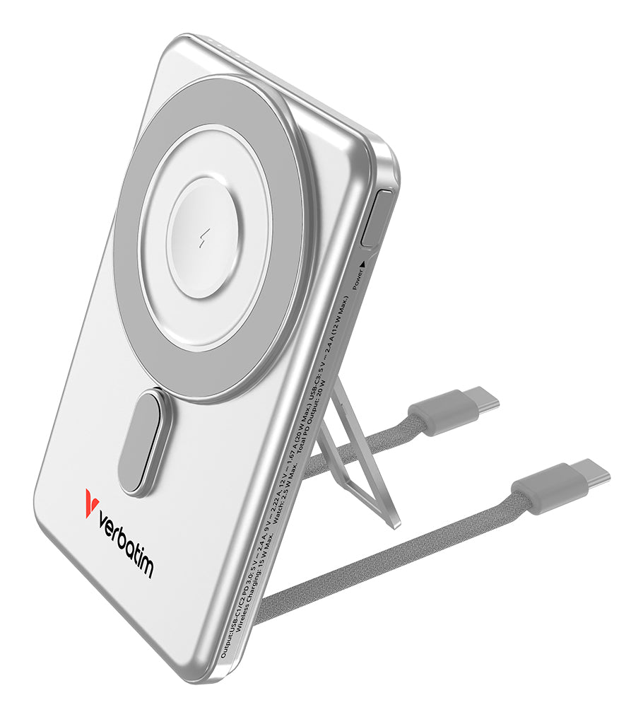 Verbatim 32276 Batterie Externe 5000 mAh Recharge Sans Fil, Argent