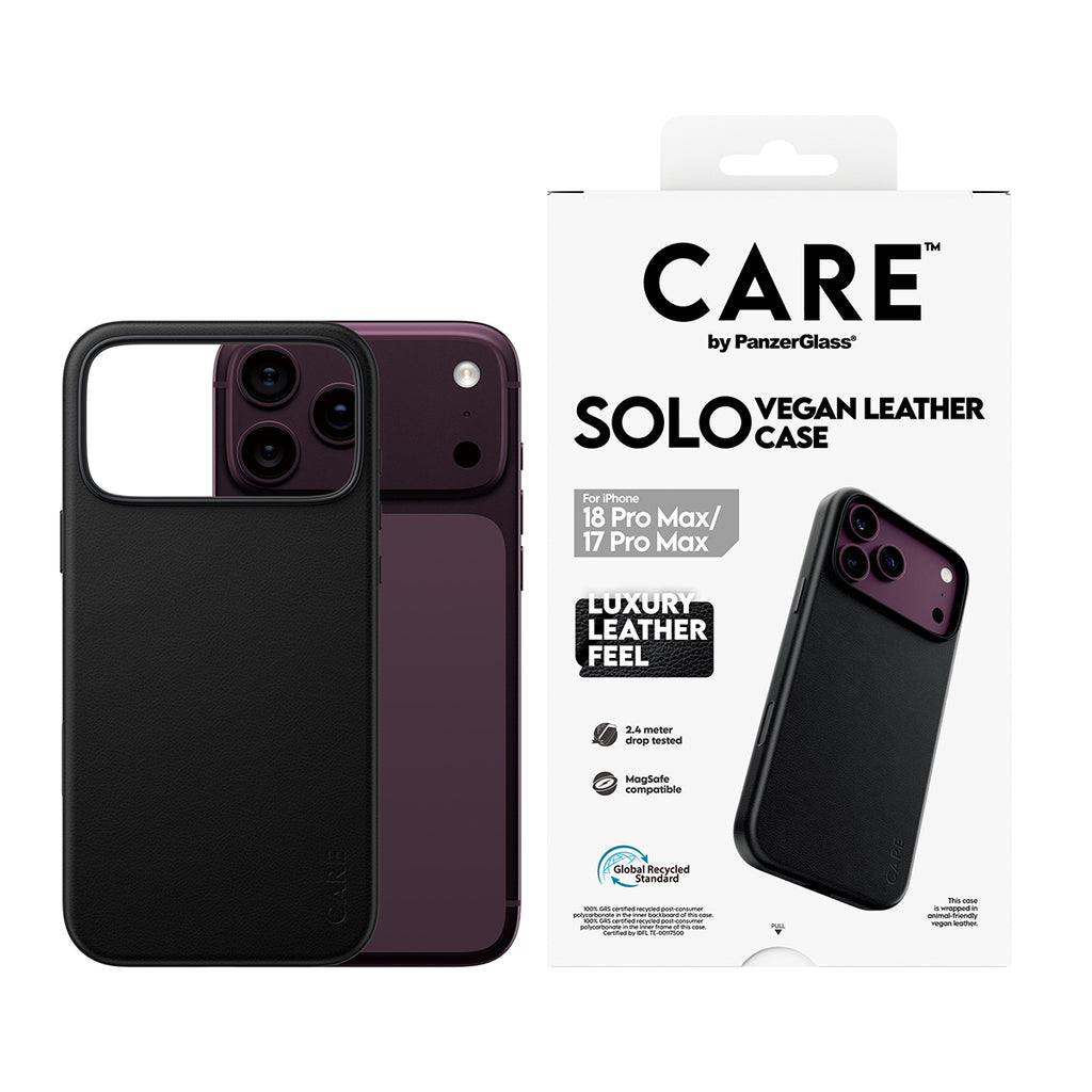 CARE™ by PanzerGlass® Solo Vegan Leather Case Blac