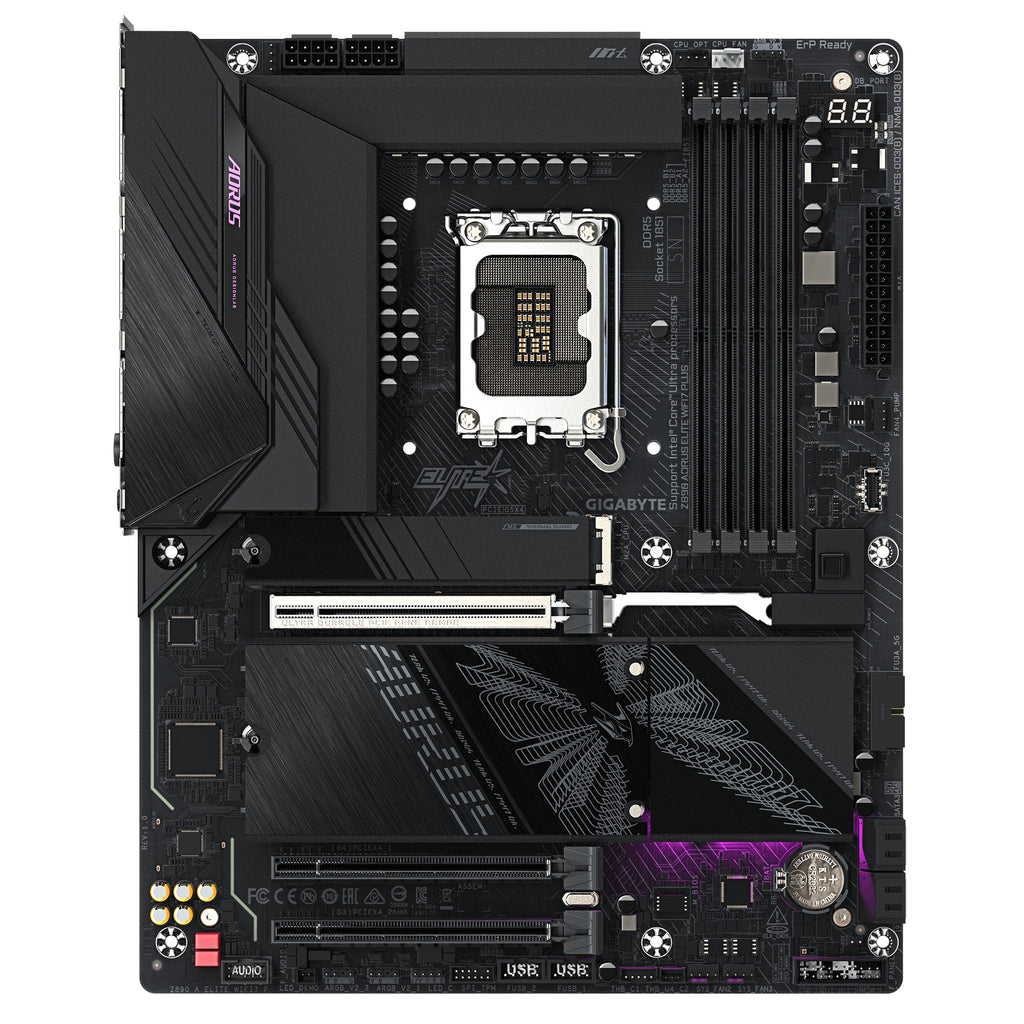 GIGABYTE Z890 AORUS ELITE WIFI7 PLUS Carte Mère – Compatible avec les processeurs Intel Core Ultra (Série 2), VRM 16+1+2 phases, jusqu’à 9466 MHz DDR5 (OC), 1x PCIe 5.0 + 3x PCIe 4.0, Wi-Fi 7, LAN 5 GbE, USB 4 - vue 2