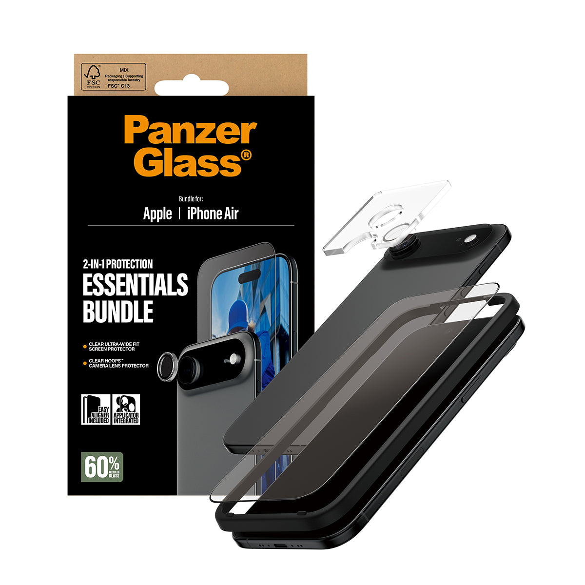 PanzerGlass PanzerGlass ® 2-in-1 Essentials Bundle iPhone Air Protection d'écran transparent Apple 1 pièce(s)